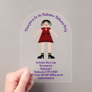 Gothic Halloween Vampire Lady Custom Acrylic Invitations