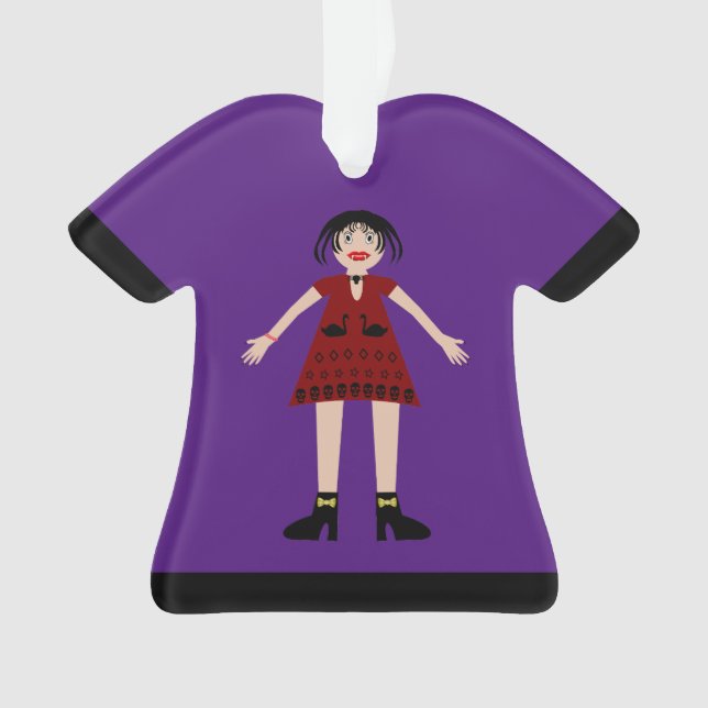 Gothic Halloween Vampire Lady Custom Name Ornament (Front)