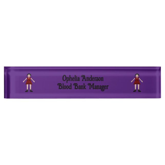 Gothic Halloween Vampire Lady Custom Nameplate (Front)