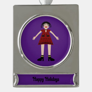 Gothic Halloween Vampire Lady Custom Silver Plated Banner Ornament
