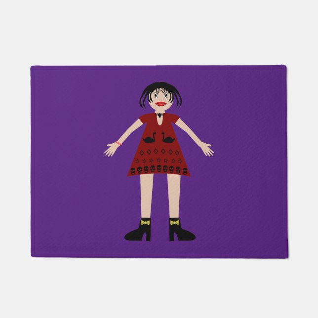 Gothic Halloween Vampire Lady Doormat (Front)