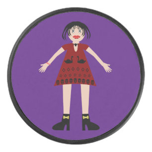 Gothic Halloween Vampire Lady Hockey Puck