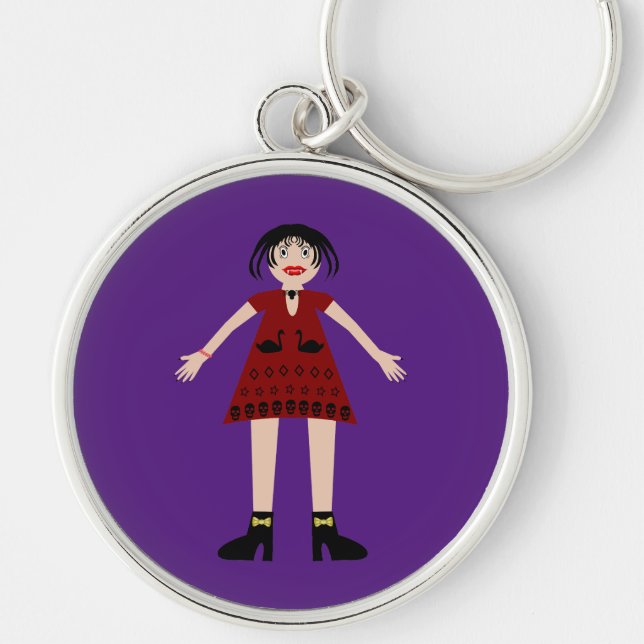 Gothic Halloween Vampire Lady Key Ring (Front)