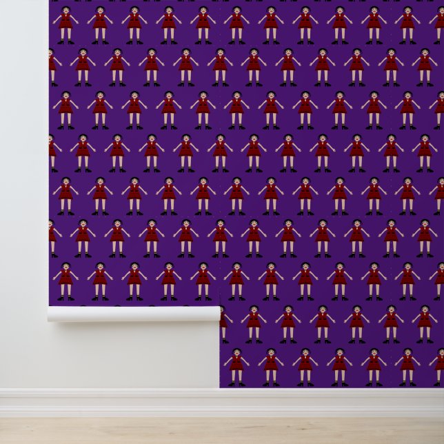 Gothic Halloween Vampire Lady Patterned Wallpaper (Application)