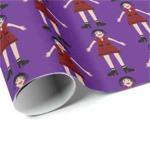 Gothic Halloween Vampire Lady Patterned Wrapping Paper