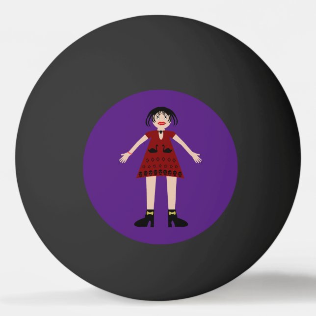 Gothic Halloween Vampire Lady Ping Pong Ball (Front)