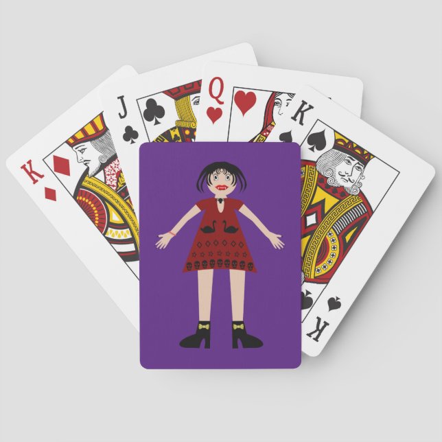 Gothic Halloween Vampire Lady Playing Cards (Back)