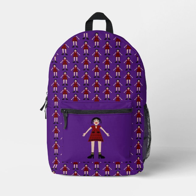 Gothic Halloween Vampire Lady Printed Backpack (Front)