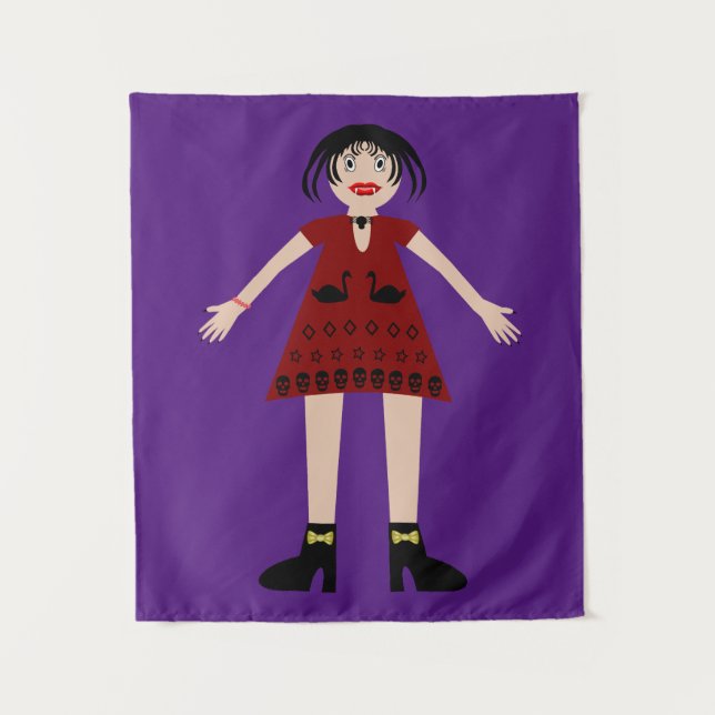Gothic Halloween Vampire Lady Tapestry (Front)