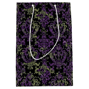 Gothic Halloween Victorian purple pattern Medium Gift Bag