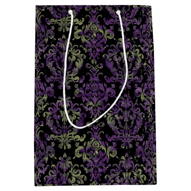 Gothic Halloween Victorian purple pattern Medium Gift Bag (Front)