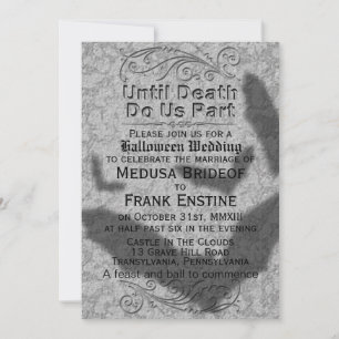 Gothic Halloween Wedding   Flying Bats Shadow Invi Invitation