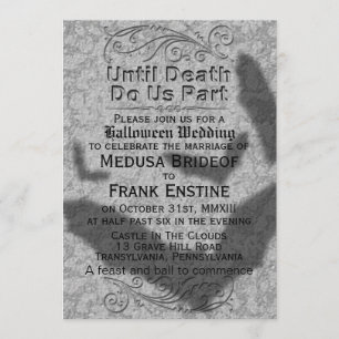 Gothic Halloween Wedding   Flying Bats Shadow Invitation