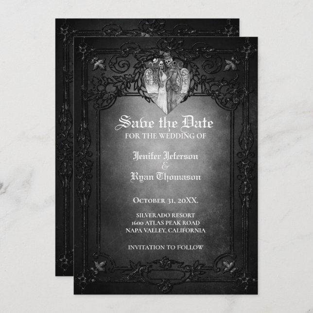 Gothic Halloween wedding invitation (Front/Back)