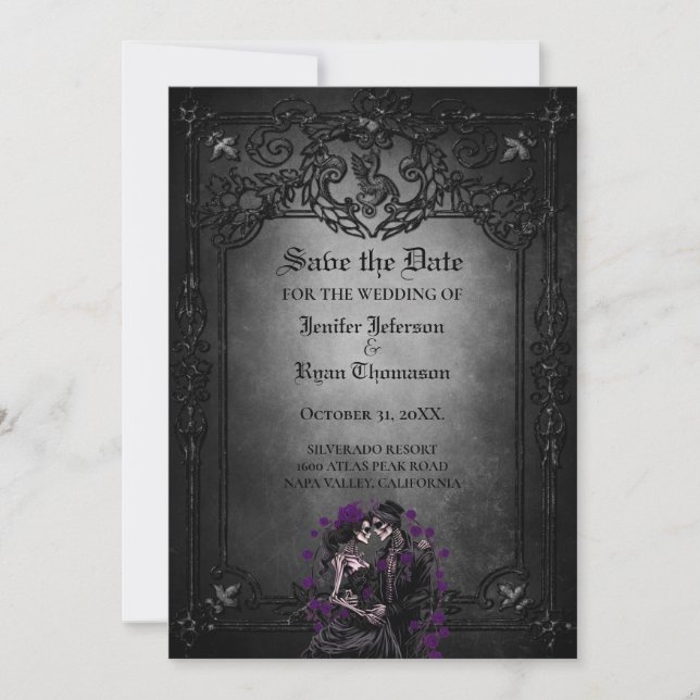 Gothic Halloween wedding invitation (Front)