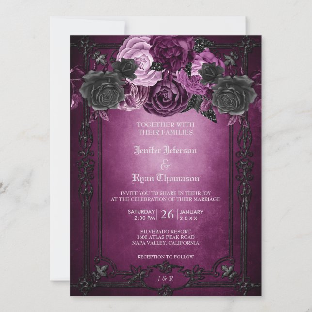 Gothic Halloween wedding invitation (Front)