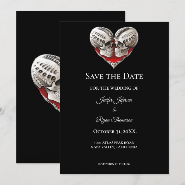 Gothic halloween wedding save the date invitation (Front/Back)