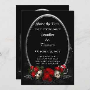 Gothic halloween wedding save the date invitation