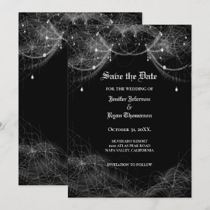 Gothic halloween wedding save the date invitation
