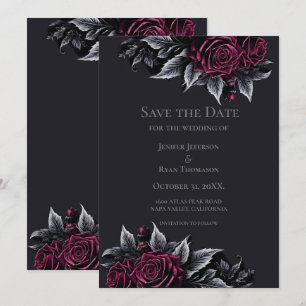 Gothic halloween wedding save the date invitation