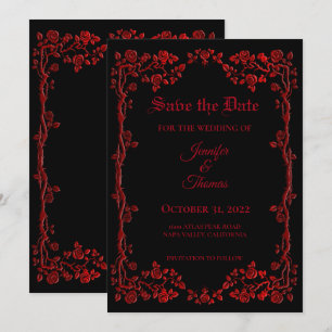 Gothic halloween wedding save the date invitation