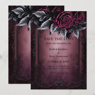 Gothic halloween wedding save the date invitation