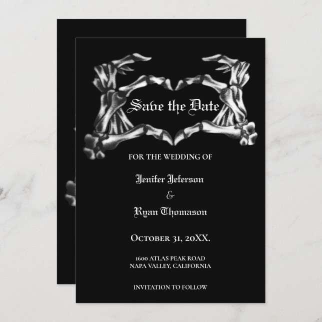 Gothic halloween wedding save the date invitation (Front/Back)
