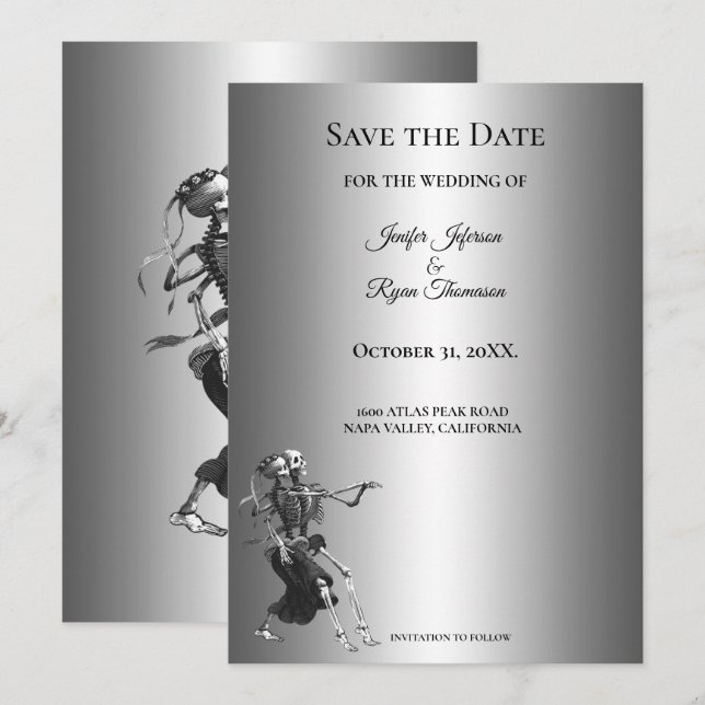 Gothic halloween wedding save the date invitation (Front/Back)