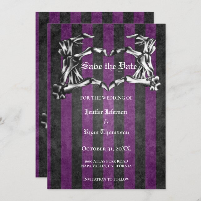 Gothic halloween wedding save the date invitation (Front/Back)