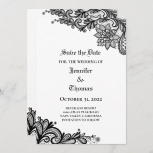 Gothic halloween wedding save the date invitation