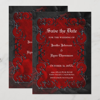 Gothic halloween wedding save the date invitation