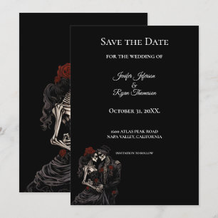 Gothic halloween wedding save the date invitation