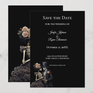 Gothic halloween wedding save the date invitation