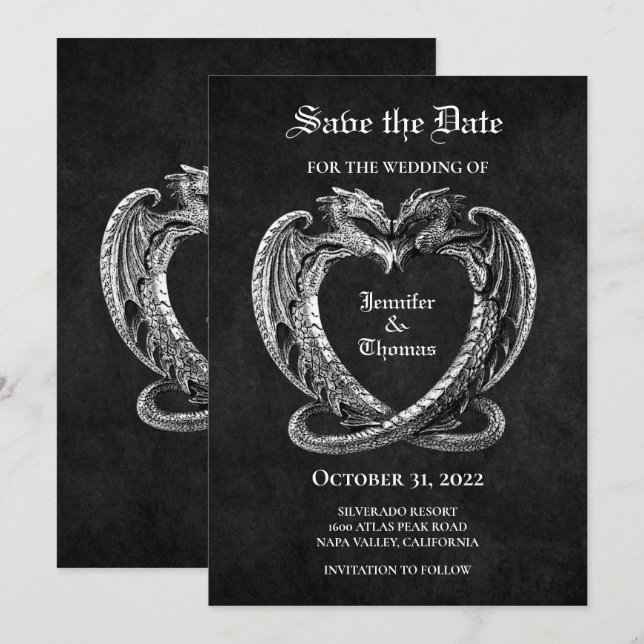 Gothic halloween wedding save the date invitation (Front/Back)
