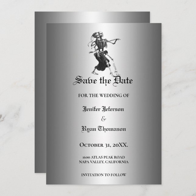 Gothic halloween wedding save the date invitation (Front/Back)