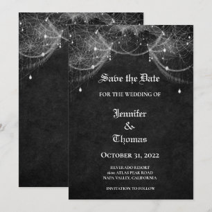 Gothic halloween wedding save the date invitation