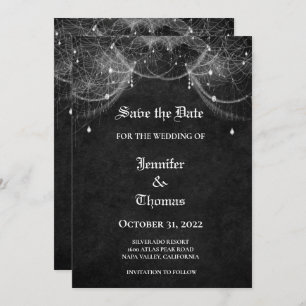 Gothic halloween wedding save the date invitation