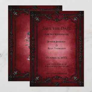 Gothic halloween wedding save the date invitation