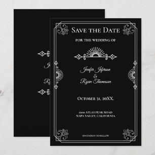 Gothic halloween wedding save the date invitation