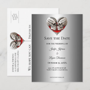 Gothic halloween wedding save the date postcard