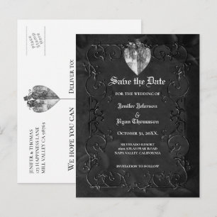 Gothic halloween wedding save the date postcard