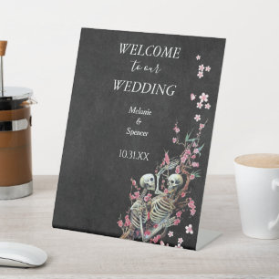 Gothic halloween wedding Welcome Plaque  Pedestal  Sign