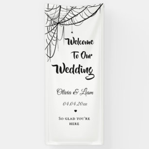 Gothic Halloween Wedding Welcome sign,Fabric linen Banner