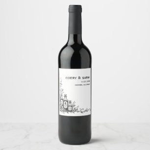Gothic Halloween Wedding Wine Bottle Label