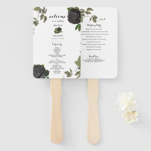 Gothic Halloween White Wedding Program Hand Fan