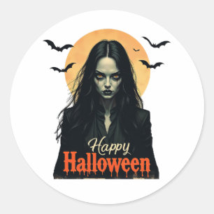 Gothic Halloween Witch Classic Round Sticker