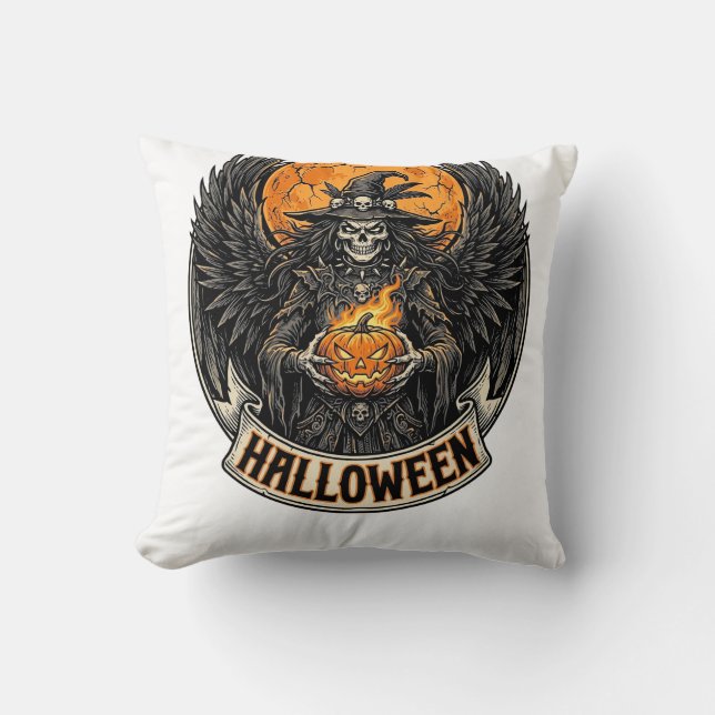 Gothic Halloween Witch Vintage Cushion (Front)
