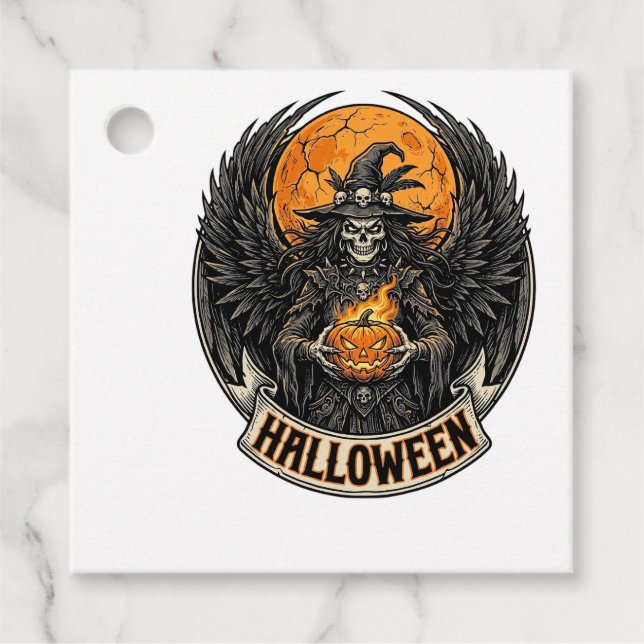 Gothic Halloween Witch Vintage Favour Tags (Front)