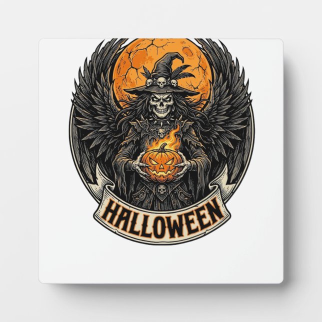 Gothic Halloween Witch Vintage Plaque (Front)