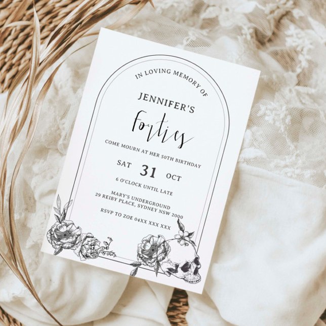 Gothic hand drawn arch 50th Birthday Party Invitation (Creator Uploaded)